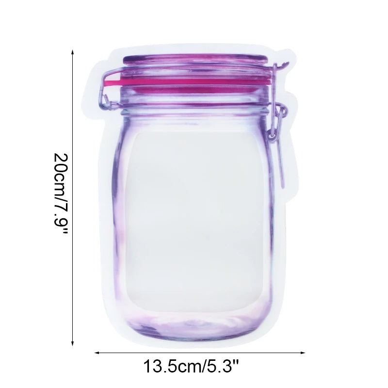 Reusable Mason Jar Zipper Bags – Leakproof Food Storage for Kitchen Snacks