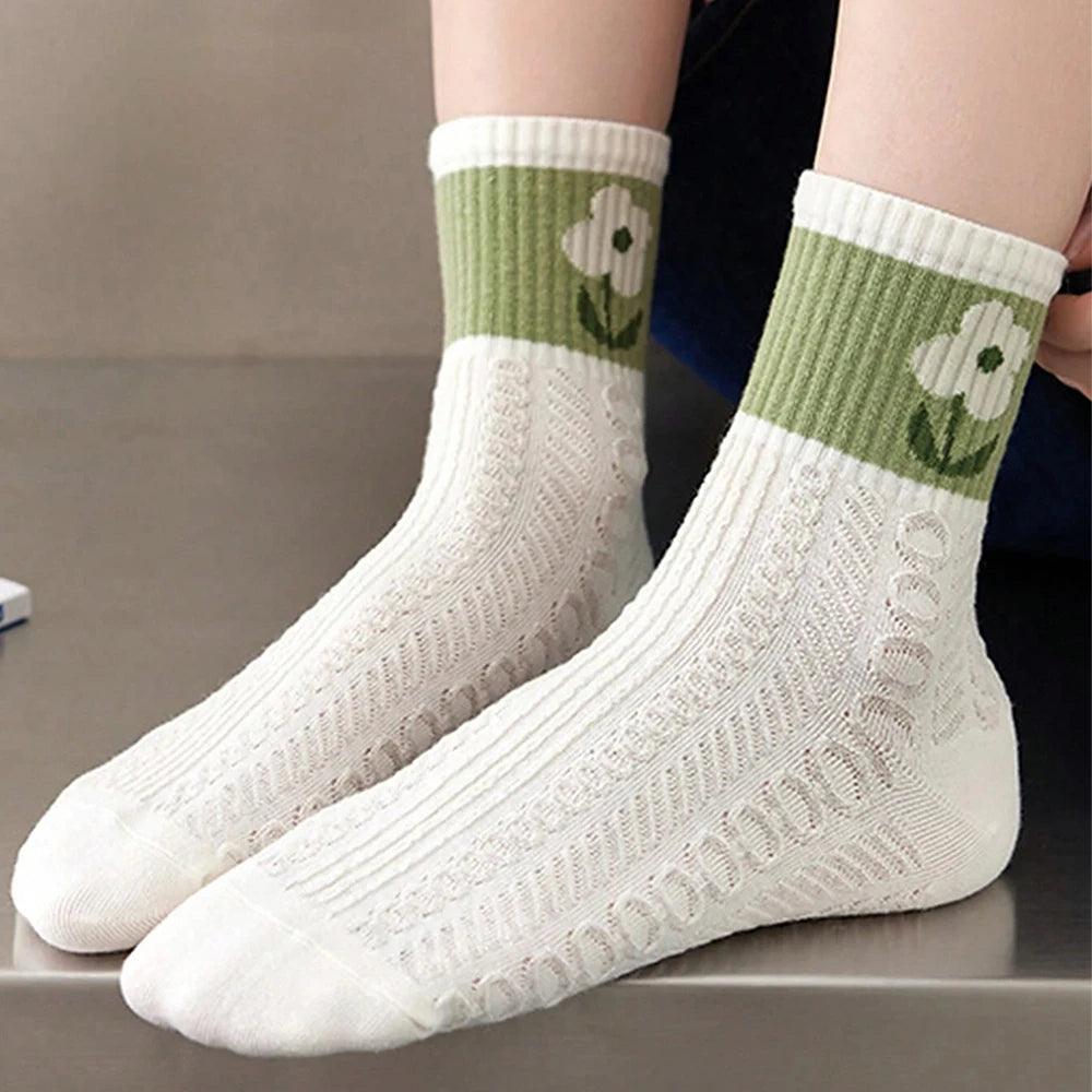Cartoon Print Midlength Socks – Soft Cotton Casual Wear for Women