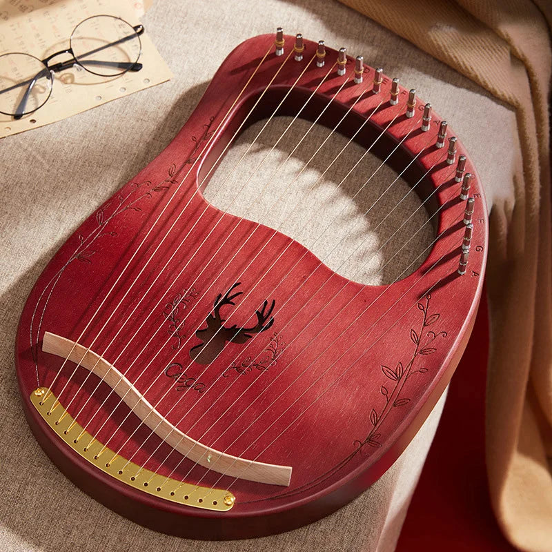 Mahogany Lyre Harp – 21 String Wooden Musical Instrument for Folk Music