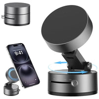 Magnetic Vacuum Phone Mount – Retractable Suction Holder for Car and Gym