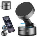 Magnetic Vacuum Phone Mount – Retractable Suction Holder for Car and Gym