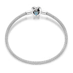 925 Sterling Silver Charm Bracelet – Adjustable Green Zircon for Birthday Gifts