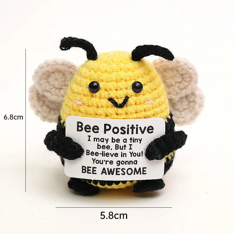Handmade Wool Crochet Dog Doll – Positive Affirmation Plush for Home Decor