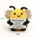 Handmade Wool Crochet Dog Doll – Positive Affirmation Plush for Home Decor