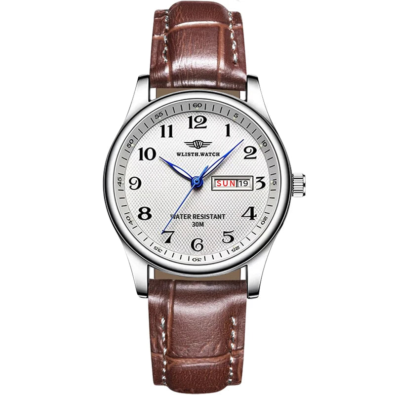 Stainless Steel Quartz Watch – Arabic Numerals Calendar for Men Gifts
