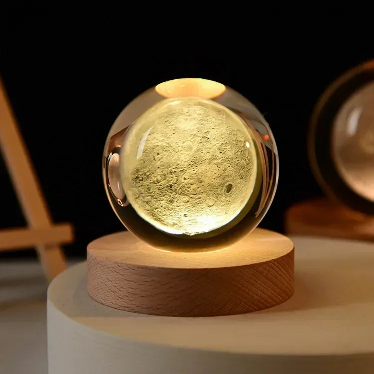 Galaxy Crystal Sphere Night Light – Clear Glass Globe for Home Decor