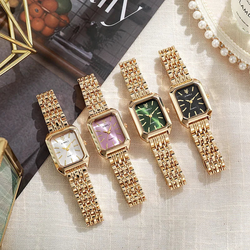Women's Square Quartz Watch – Stainless Steel Strap for Elegant Fashion