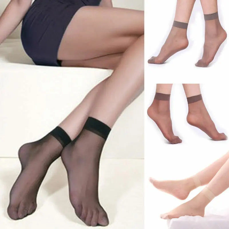 Ultrathin Crystal Nylon Ankle Socks – Sheer Summer Hosiery for Women