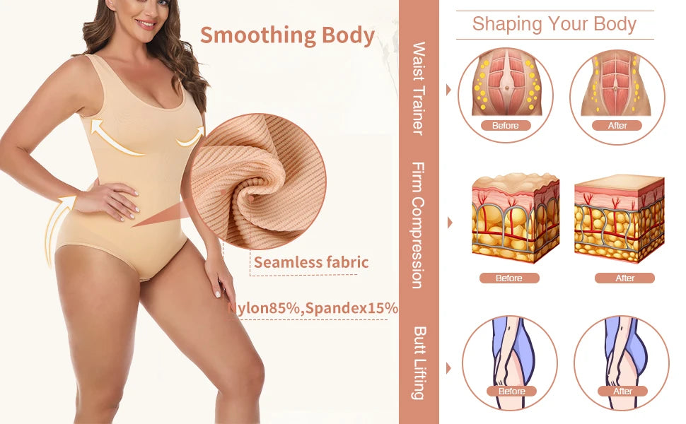 Tummy Control Shapewear Bodysuit – Invisible Slimming Underwear for Daily Wear