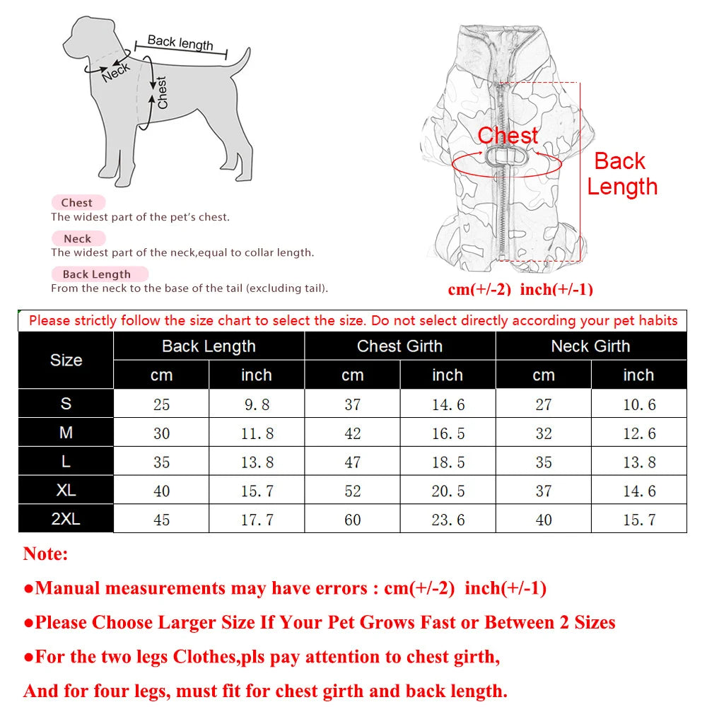 Waterproof Camouflage Dog Jumpsuit – Reflective Winter Coat for Small Medium Dogs