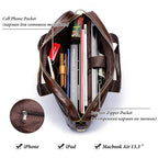 Genuine Leather Men Briefcase – Professional Laptop Messenger for Business