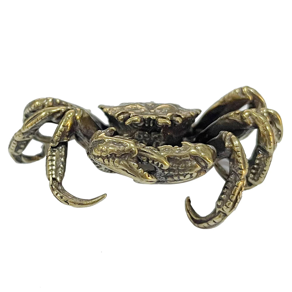Solid Brass Crab Figurine – Antique Bronze Tea Pet for Home Decoration