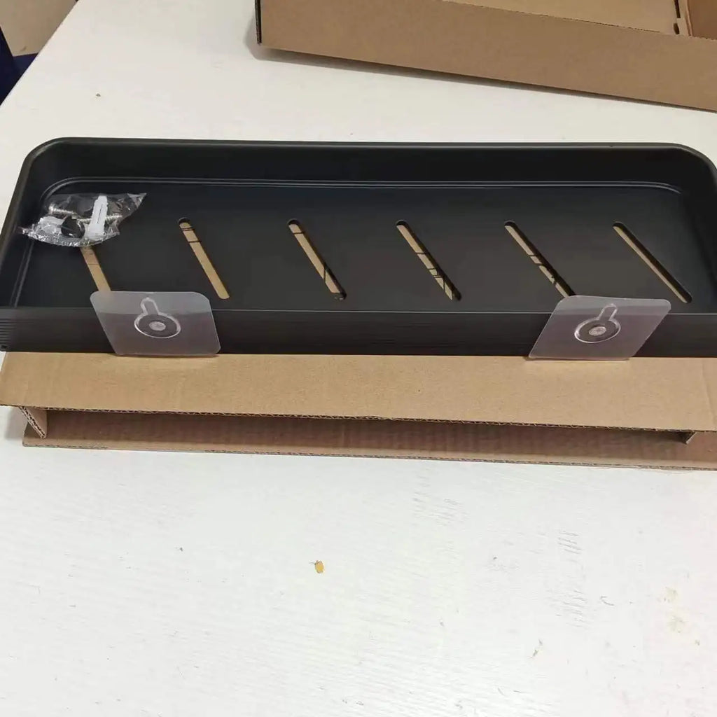 Bathroom Corner Shelf – Adhesive Black Shower Storage for Shampoo