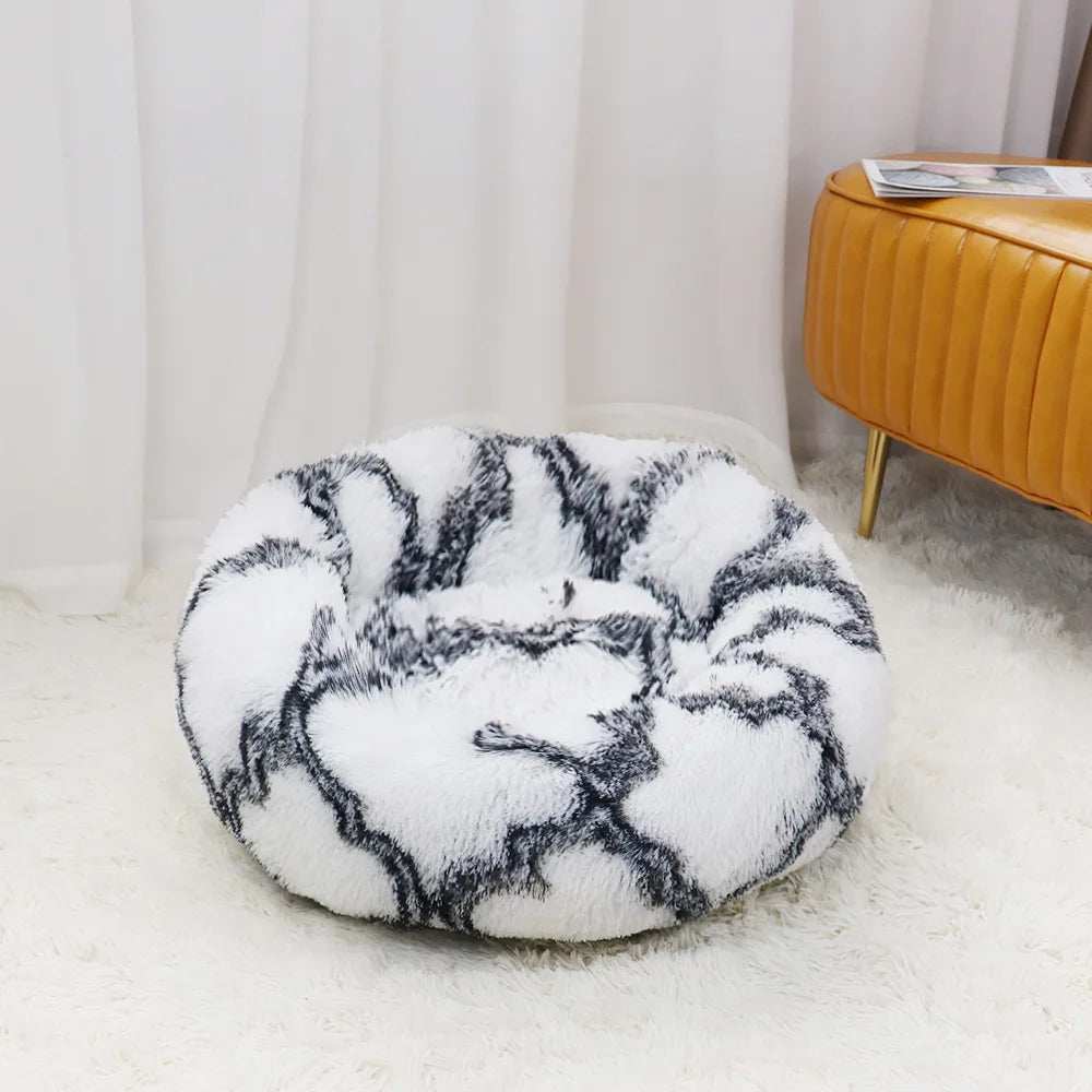 Round Plush Pet Bed – Soft Warm Sleeping Mat for Large Dogs and Cats