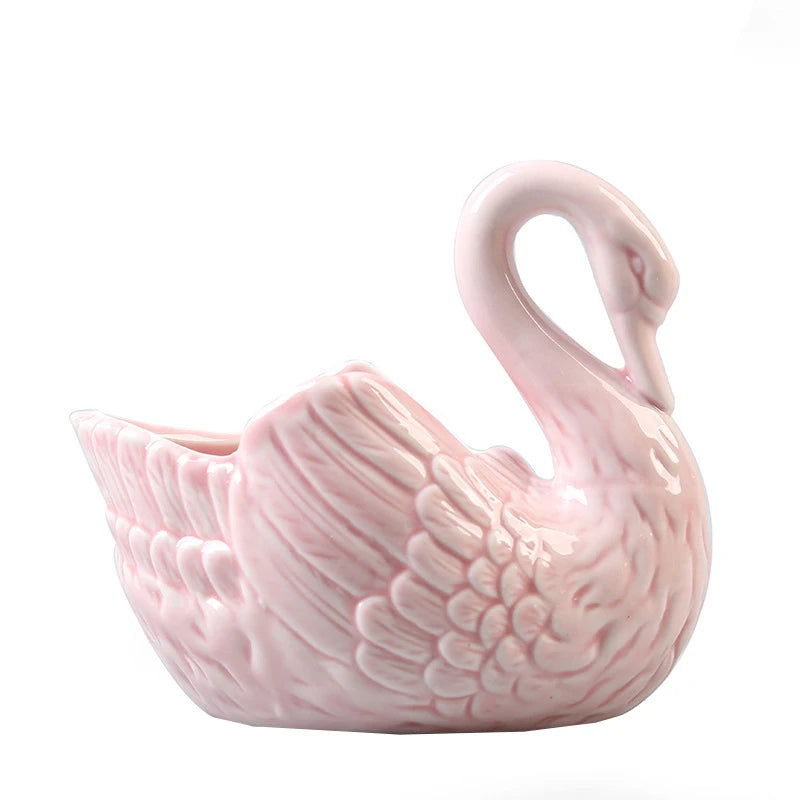 Swan Shaped Ceramic Pot – Multi-function Decor for Jewelry and Candy
