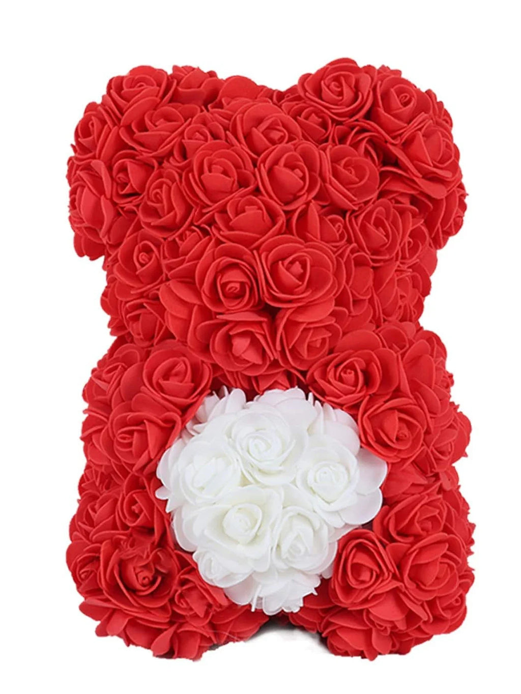 Artificial Rose Teddy Bear – 25cm Flower Figurine for Anniversary Gifts