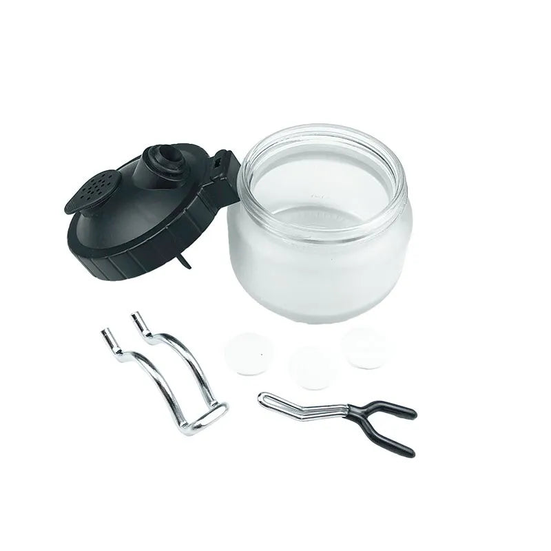 Airbrush Cleaning Pot – Glass Jar Set with Needles and Brushes