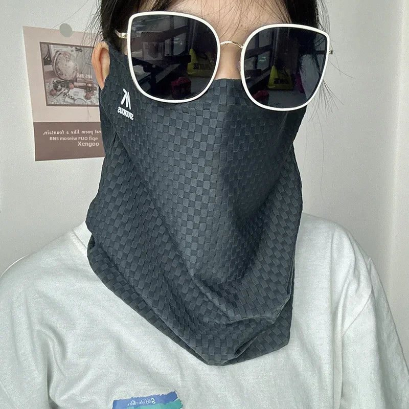 Ice Silk Sun Protection Scarf – Breathable Face Veil for Cycling and Travel
