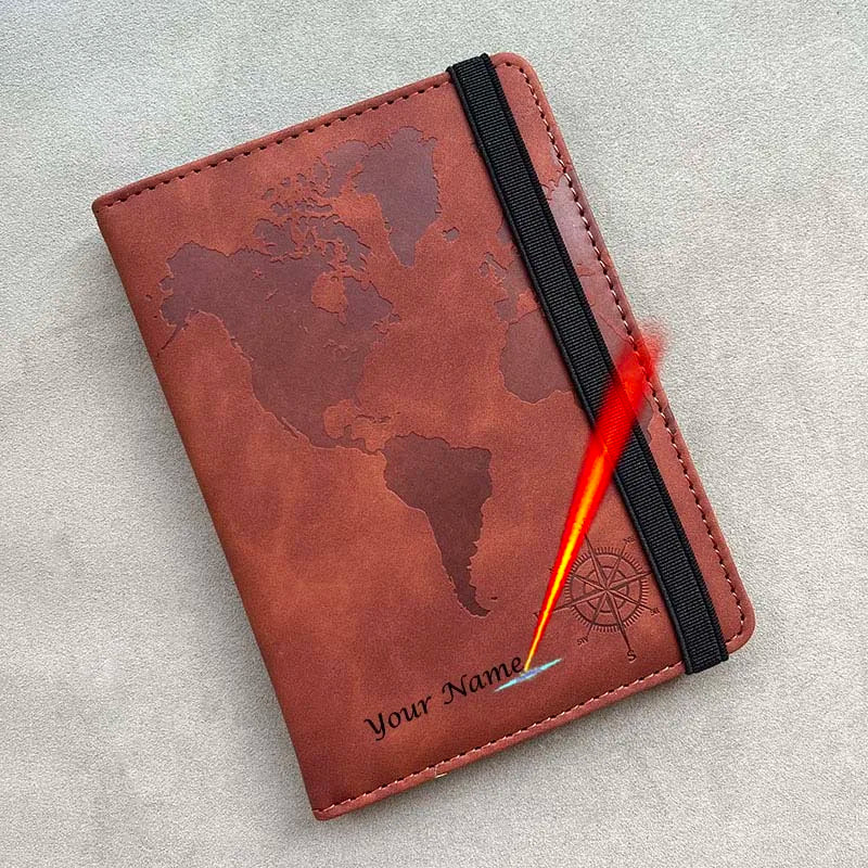 Personalized Passport Cover – RFID Blocking World Map Design for Travel