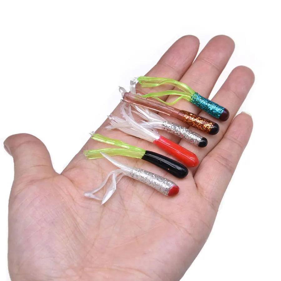 Soft Silicone Tube Worm Lure – 5cm Micro Bait for Bass Perch and Trout Fishing