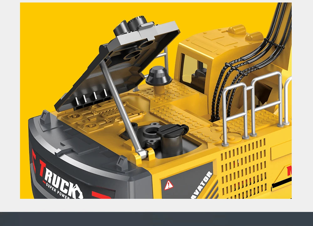 Alloy RC Excavator Toy – 2.4G Remote Control Engineering Truck for Kids