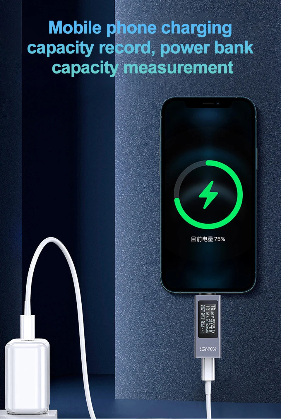 Digital USB-C Power Tester – Voltage and Current Monitor for Battery Testing