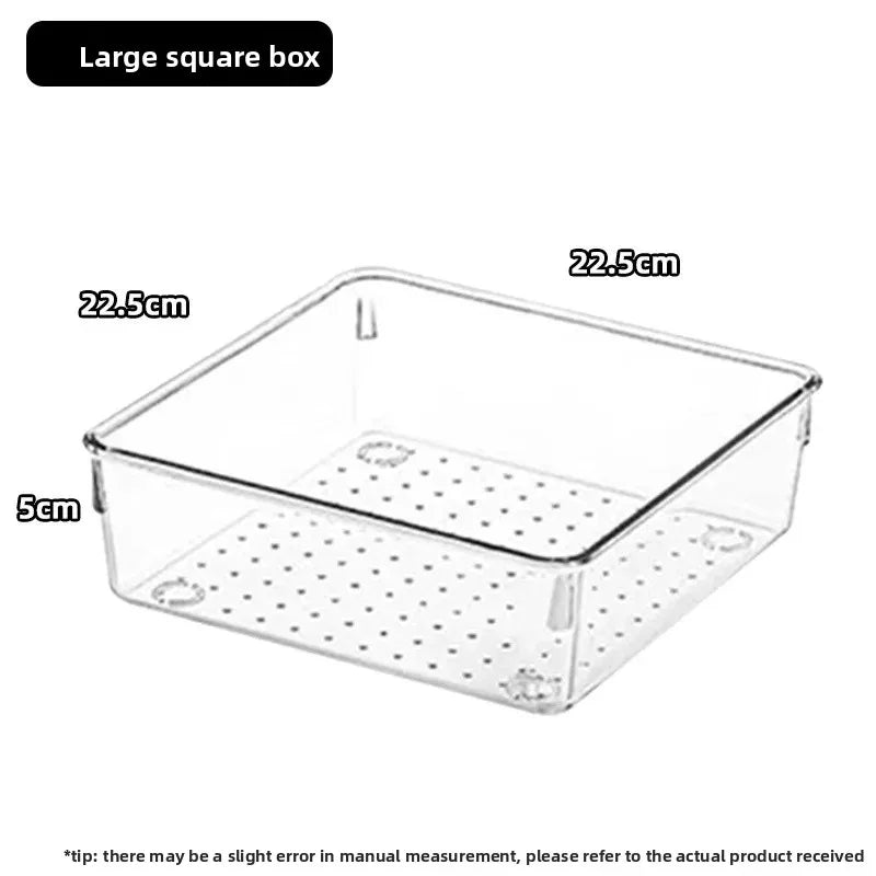Transparent Cosmetic Organizer – Striped Plastic Drawer for Desk Storage