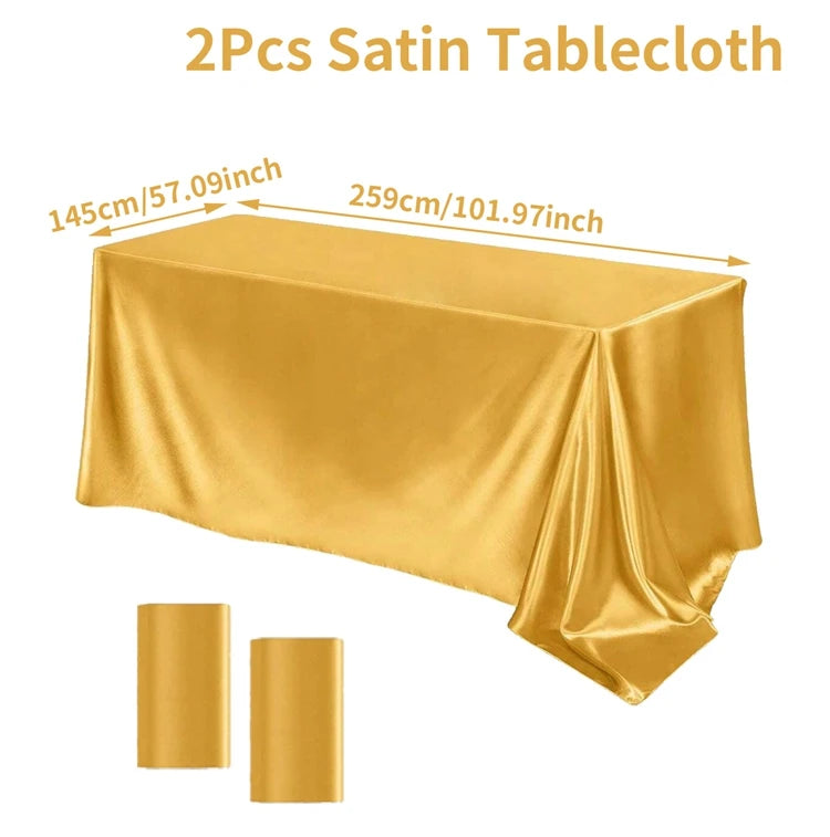 Satin Rectangle Tablecloth – Smooth Solid Color Cover for Wedding Parties