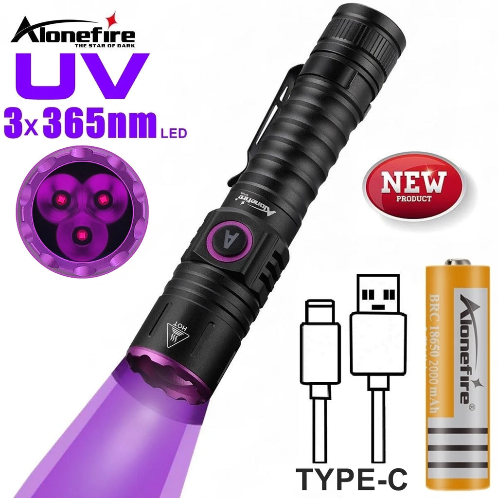 15W UV 365nm Blacklight Flashlight – Rechargeable Torch for Pet Urine Detection