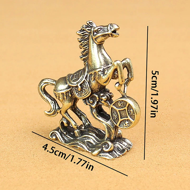 Brass Horse Coin Statue – Feng Shui Figurine for Home and Office Decor