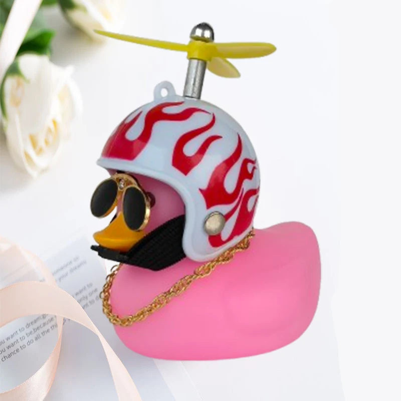 Yellow Duck Helmet Ornament – Wind-Breaking Car Dashboard Decor Accessory