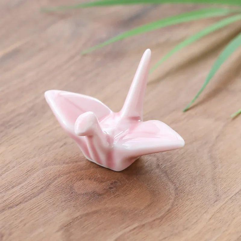 Japanese Ceramic Crane Holder – Decorative Rest for Incense or Chopsticks
