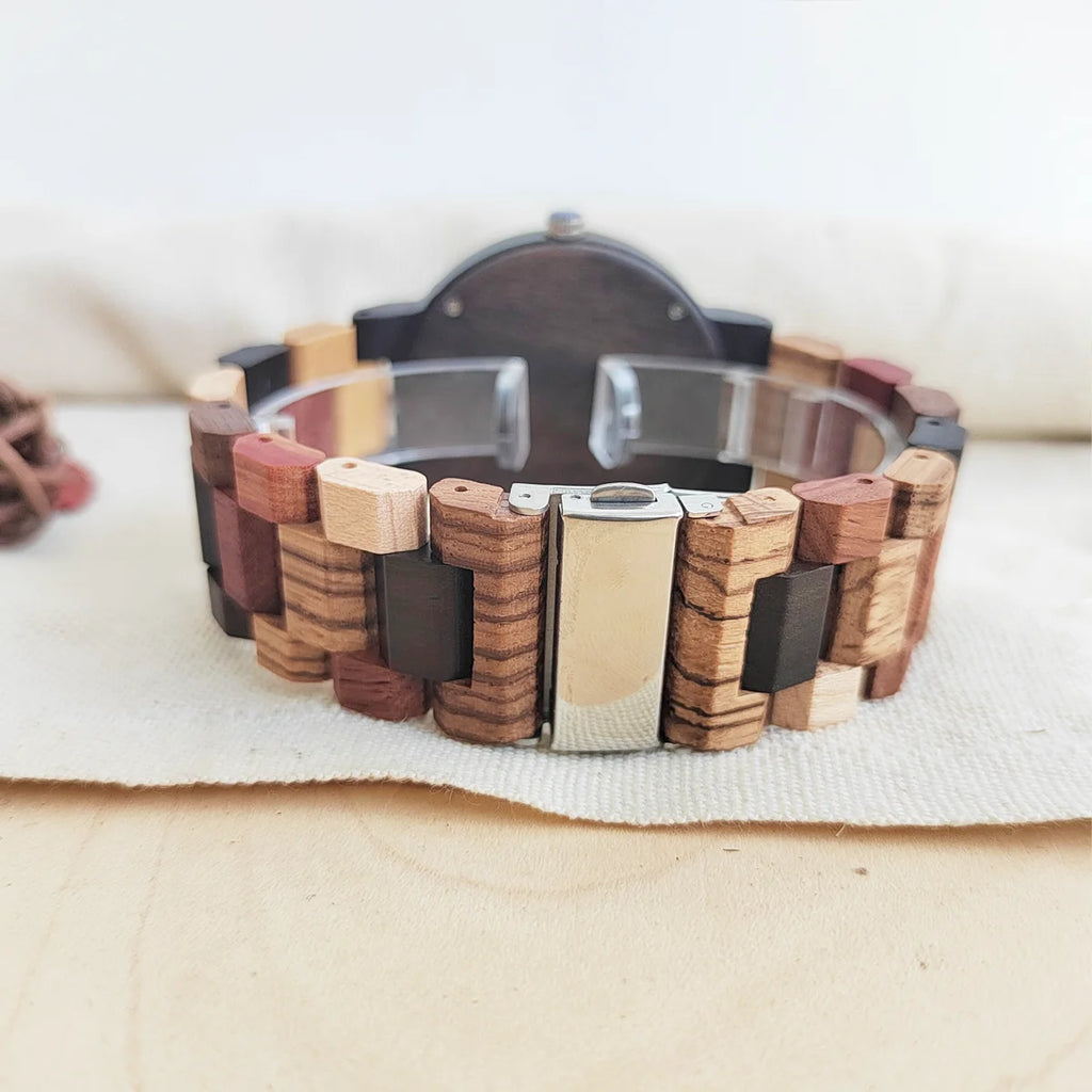 Vintage Wooden Wristwatch – Personalized Leather Strap for Birthday Gift