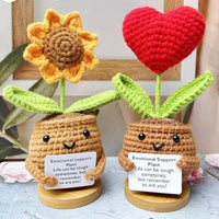 Knitted Heart Flower Doll – Positive Energy Plush for Desk Decor Gifts