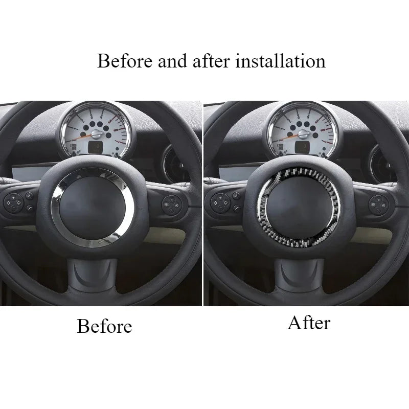 Steering Wheel Trim Cover – Carbon Fiber Interior Decor for Mini Cooper
