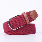 Woven Elastic Canvas Belt – Stretch Braided Buckle Strap for Casual Jeans
