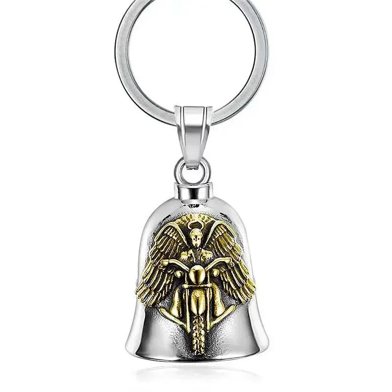 Vintage Jesus Cross Bell Pendant – Religious Biker Necklace for Men