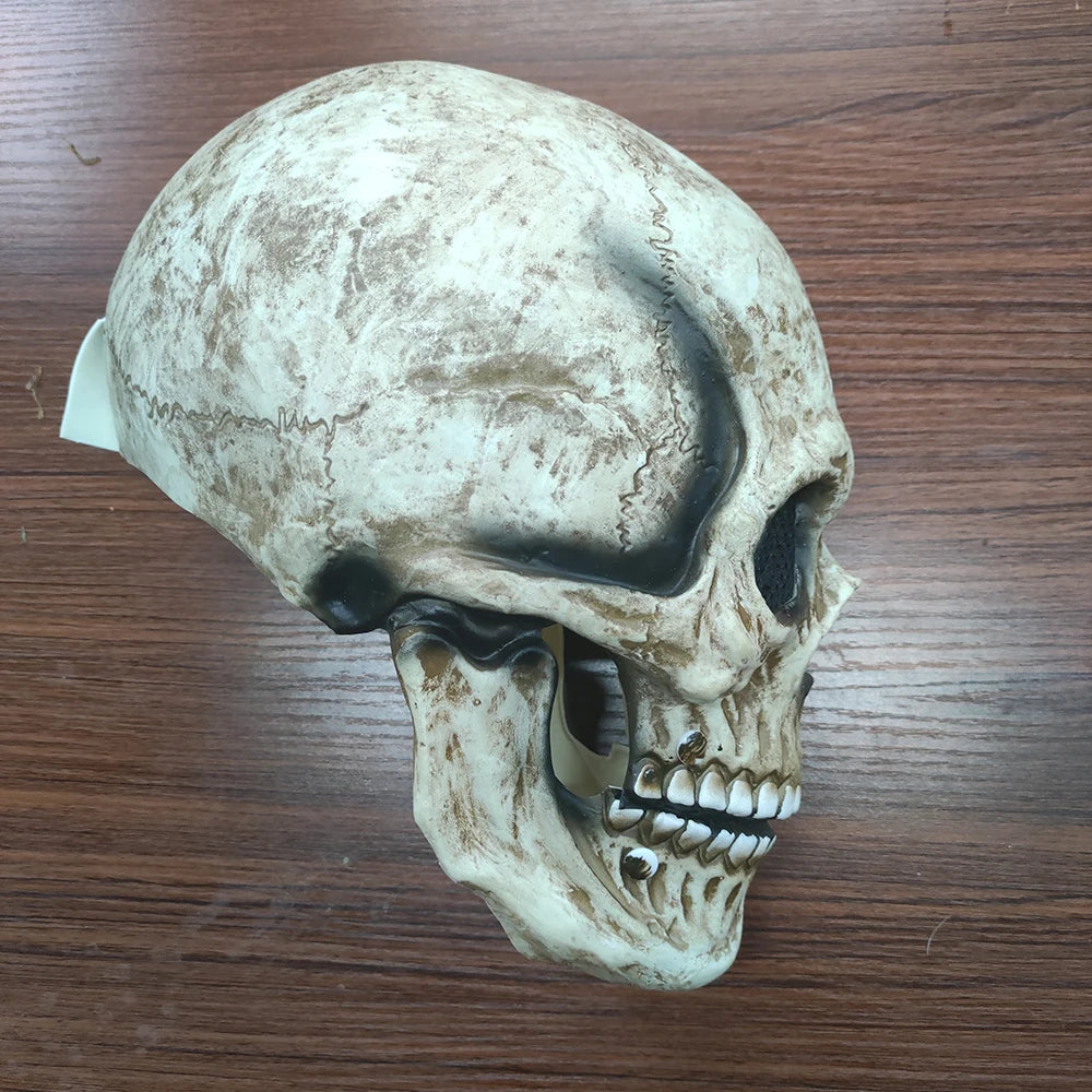 Full Head Skull Mask – Realistic Moveable Jaw for Halloween Cosplay