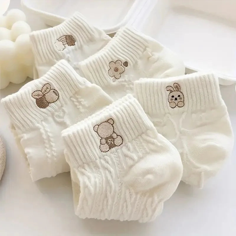 Cartoon Printed Knit Short Socks – Breathable Cotton for Casual Daily Wear
