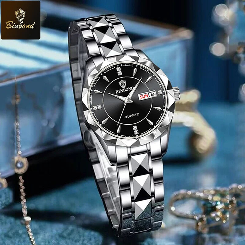 Stainless Steel Quartz Watch – Waterproof Luminous Accessory for Women