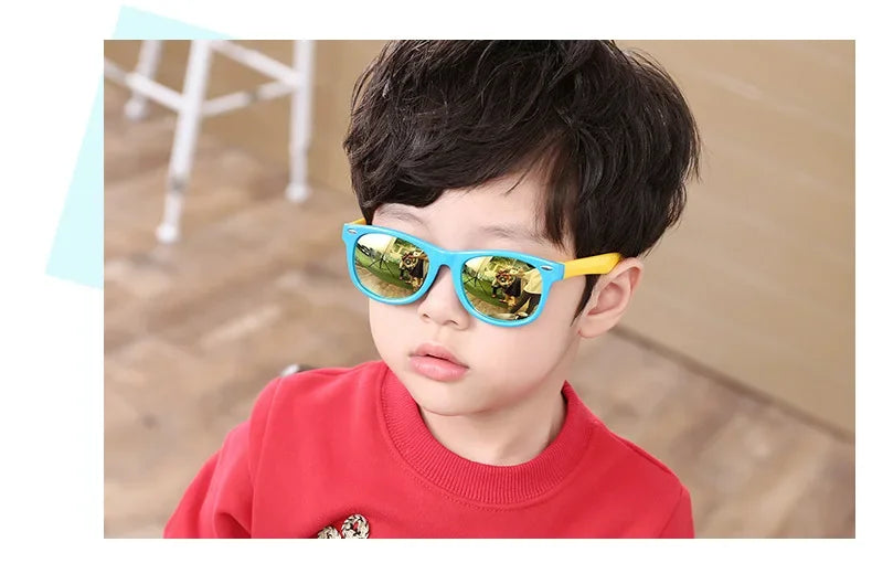Polarized TR90 Kids Sunglasses – UV400 Silicone Shades for Outdoor Activities