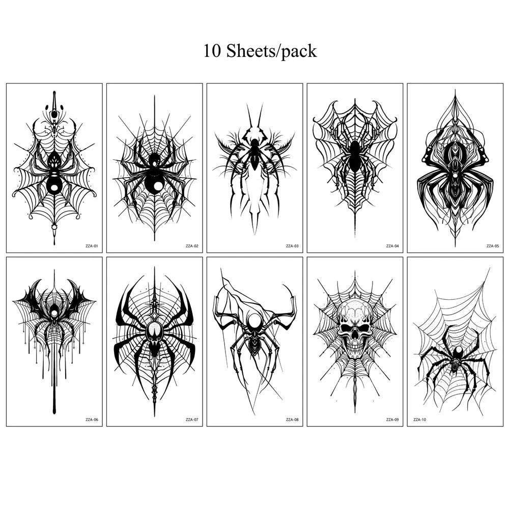 Spider Web Temporary Tattoo Stickers – Waterproof Halloween Face Body Art
