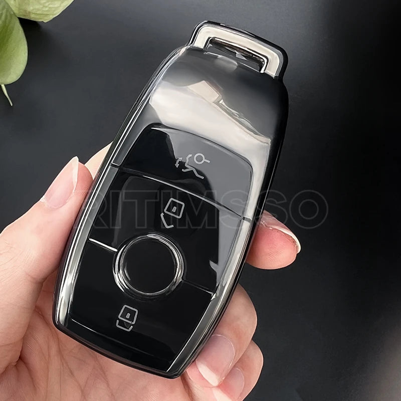 Transparent TPU Car Key Case – Protective Shell for Mercedes Benz Models