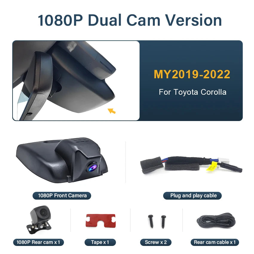 4K Dual Lens Dash Cam – Integrated WiFi DVR for Toyota Corolla E210