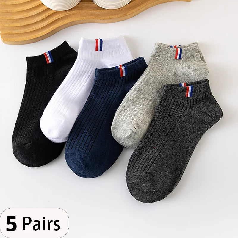 Mens Breathable Boat Socks – Thin Cotton Blended Casual Footwear for Summer