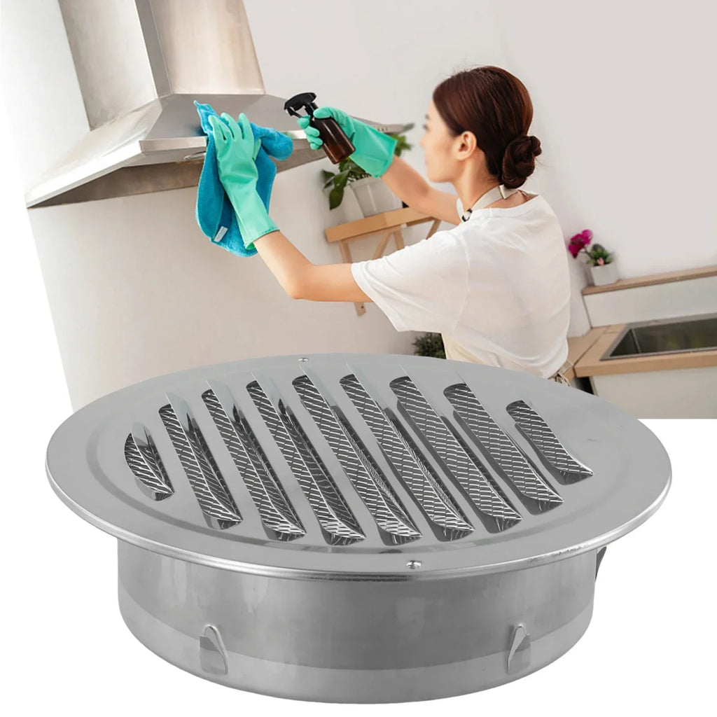 Stainless Steel Round Vent Grille – 70-300mm External Wall Duct for Ventilation