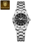 POEDAGAR Quartz Women's Watch – Stainless Steel Waterproof Date for Dress