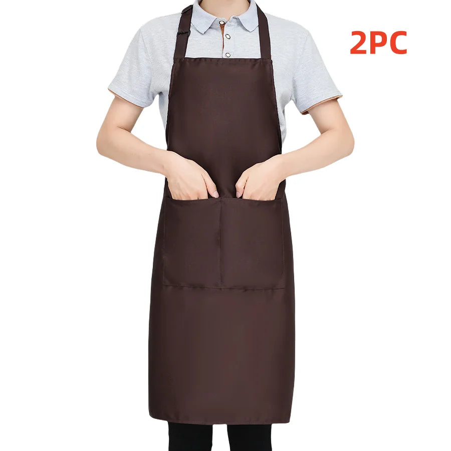 Adjustable Solid Color Apron Set – Kitchen Chef Bib for Men and Women