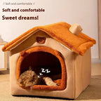 Enclosed Pet Bed – Washable Dog House for Small Dogs and Winter Warmth