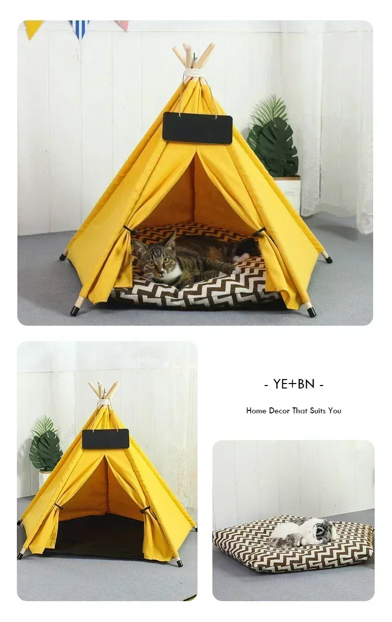 Portable Pet Teepee – Washable Indoor House for Cats and Small Dogs